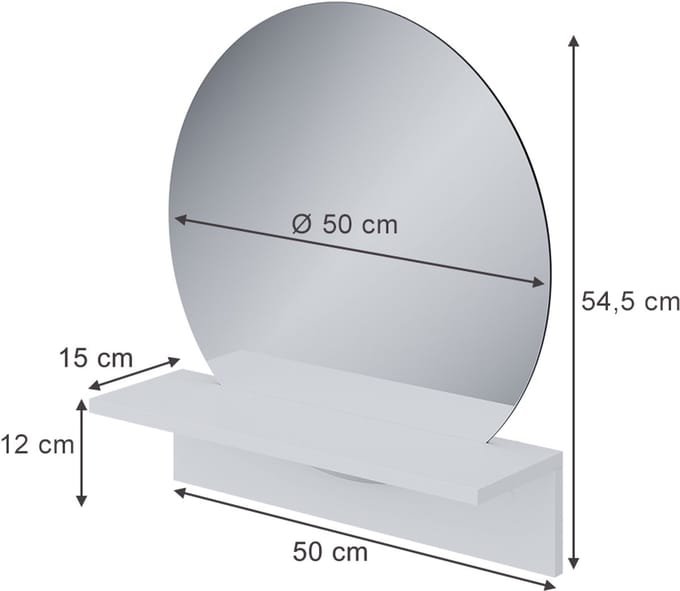 Vicco Elyra Badkamerspiegel – 50 x 54.5 cm met plank Wit