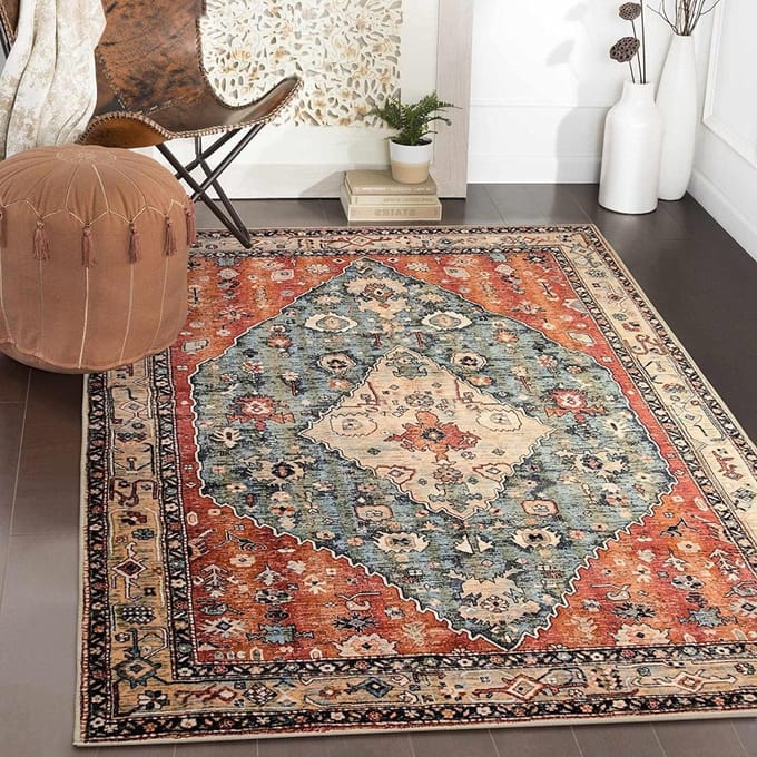 Vintage vloerkleed - antislip boho-tapijt - 1 stuk - 90 x 150 cm