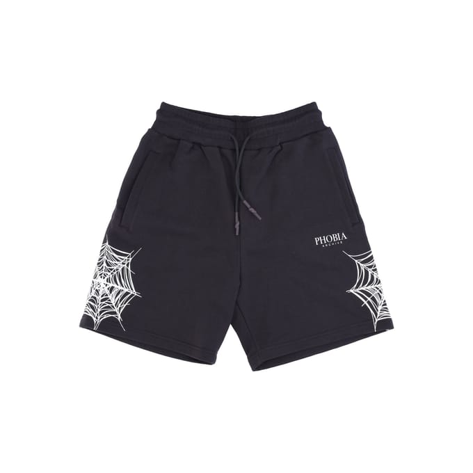 Heren trainingsshorts met spinnenwebprint zwart/wit