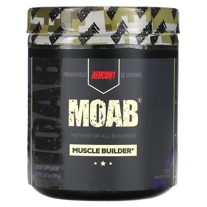 Redcon1, Moab, Construction Musculaire, Complément Pré-Entraînement, Saveur Raisin, 189G(6.67Oz)