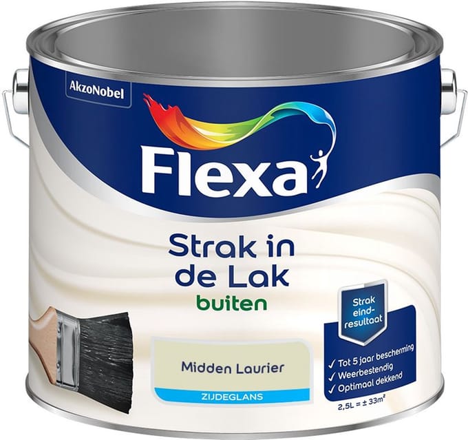 Flexa - Strak In De Lak Buitenlak Zijdeglans - Midden Laurier - Mengverf - 2,5 L