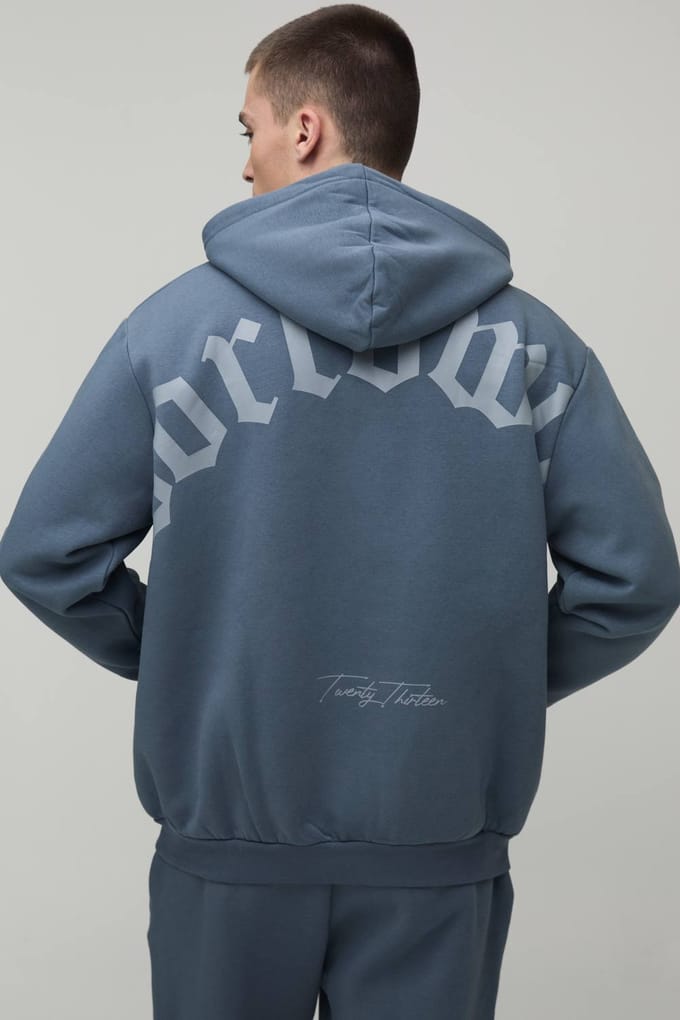 Oversized Worldwide Zip-Through Hooded Trainingspak | Charcoal | Size Medium