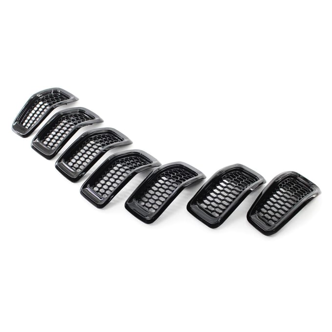 7 PCS Cache-Grille ABS Peint Noir Brillant Remplacement pour Jeep Cherokee 2014 2018 noir