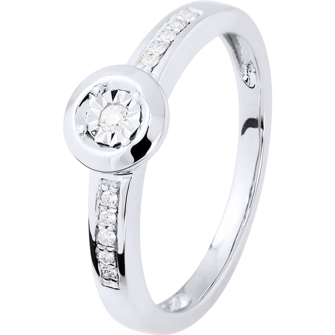 Diamond Solitaire ondersteund 0070 Cts Illusion 1 Ct wit goud