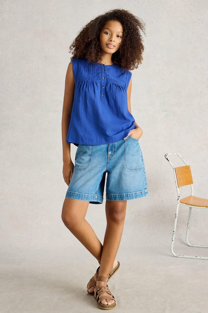 White Stuff Isla Mix Top Bright Blue Taglia: 20 | Magliette intime Outlet | Donna | Blu