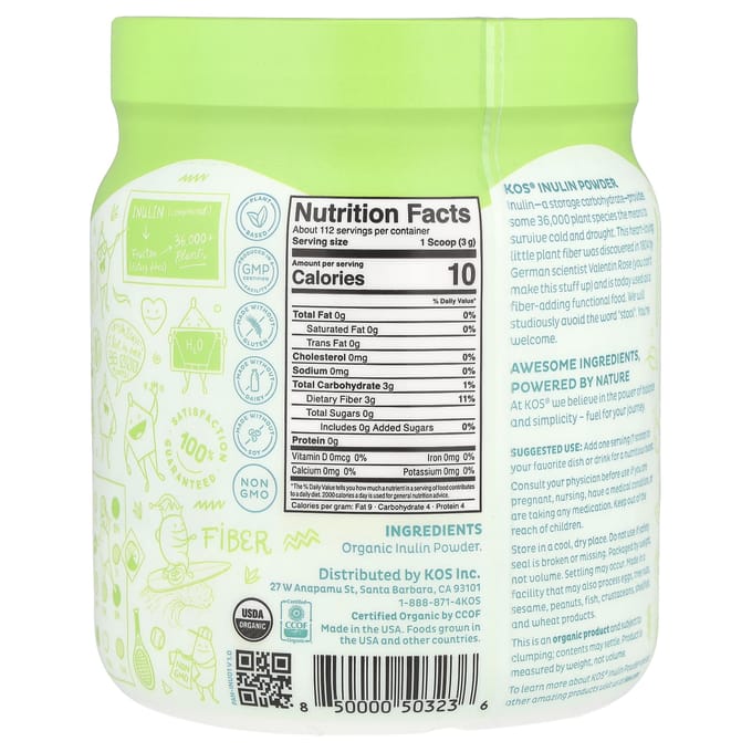 Biologisch Inuline Poeder, 336G(11.85Oz)