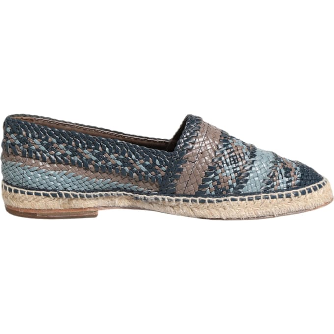 Dolce & Gabbana Blauwe Grijze Geweven Leren Buffel Espadrilleschoenen