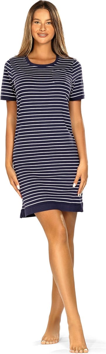 Dames Nachthemd 'Original Stripe Blue' met korte mouw