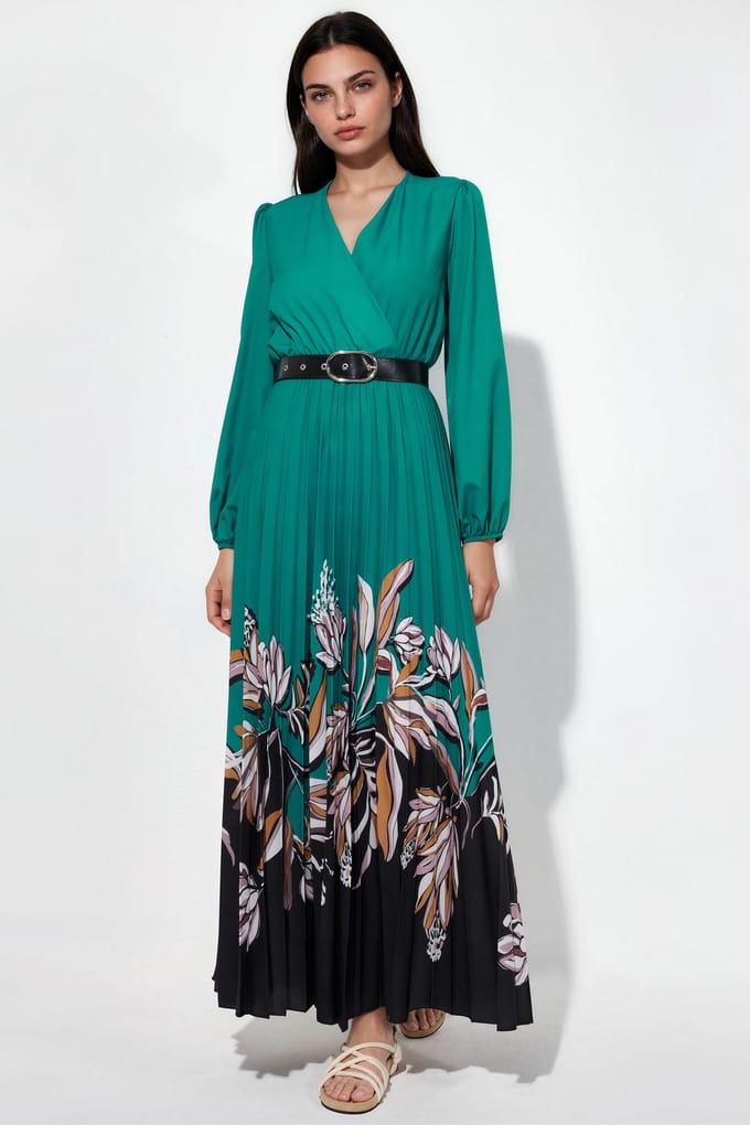 Bloemen Midi-jurk met Ceintuur