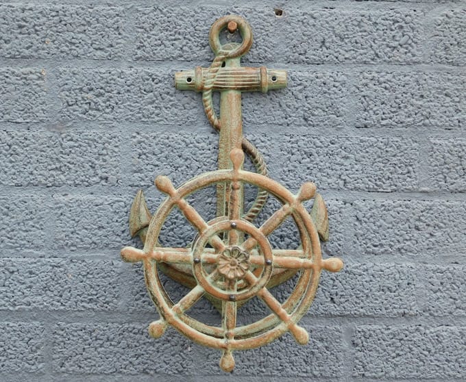 Waterslanghouder - Gietijzer - Groen-Bruin met Anker