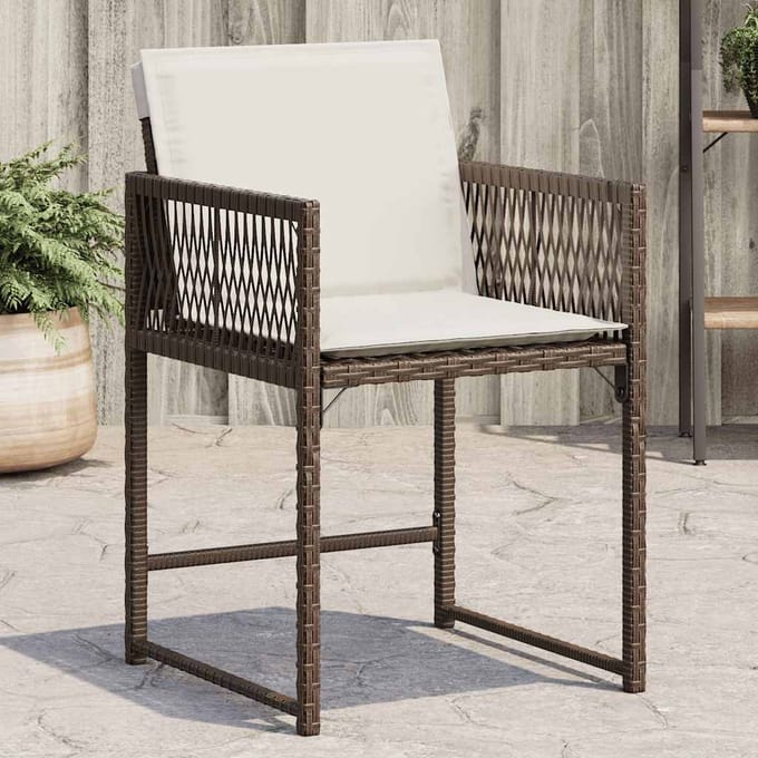 vidaXL - Tuinstoelen - 4 - st - met - kussens - poly - rattan - bruin