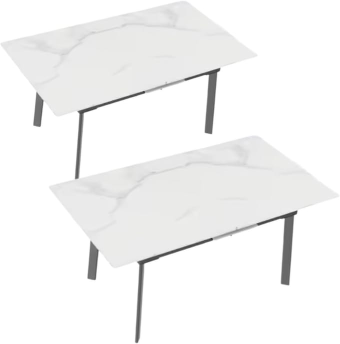 8-10 Personen Gesinterde Stenen Eettafel Opulence - 180 cm Uitschuifbare Keuken Eettafel voor Kerst - Metalen Frame