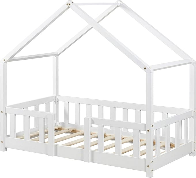 Kinderbed Treviolo huisbed 70x140 cm wit [en.casa]