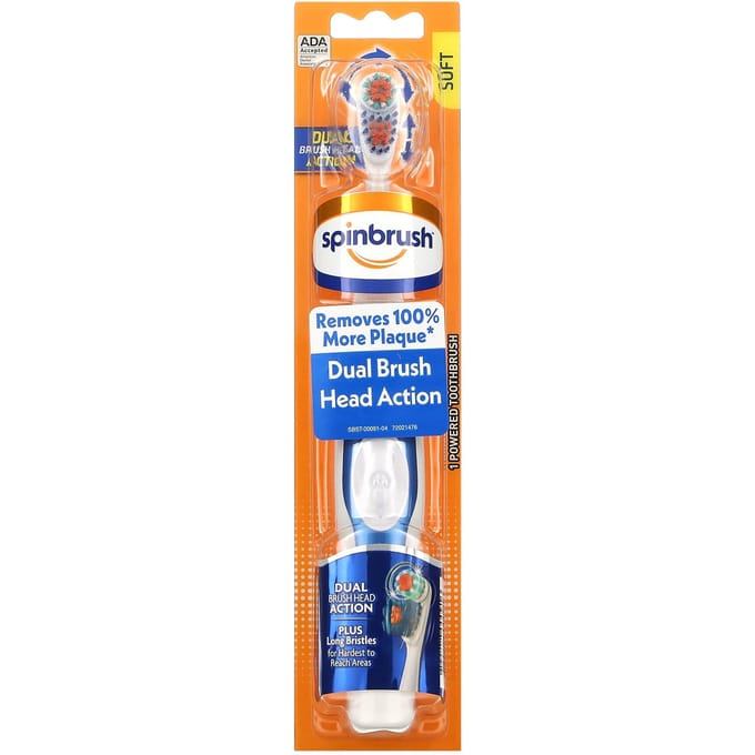 Tête à double action de brossage, Brosse à dents électrique, Souple, 1 Brosse à dents orange