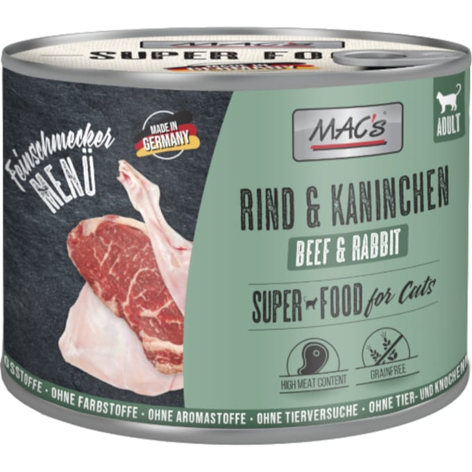 Voordeelpakket MAC's Cat Fijnproever 24 x 200 g Kattenvoer - Rund & Konijn