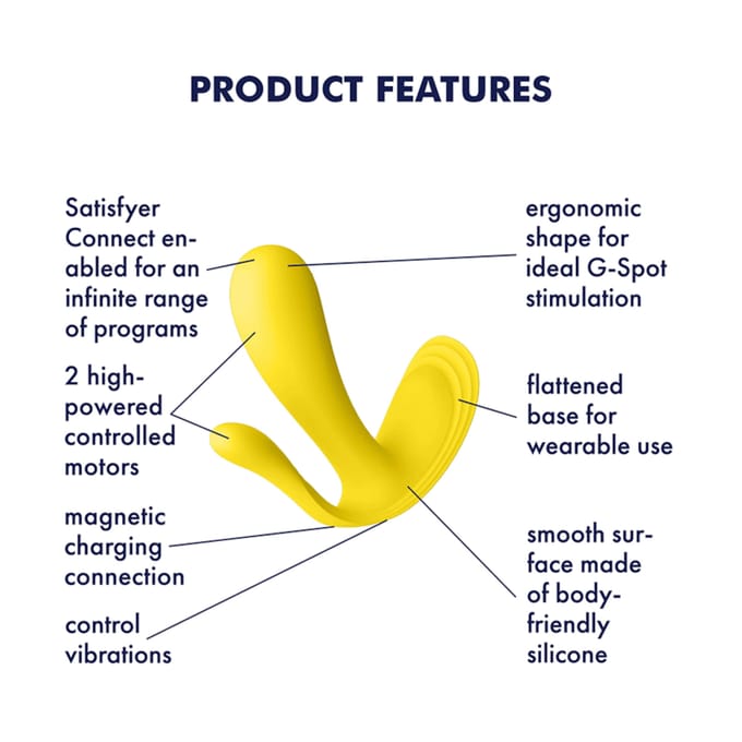 Satisfyer, draagbare Bluetooth vibrator, Top Secret+, 11 cm, met app, 2 motoren, draagbare vibrator