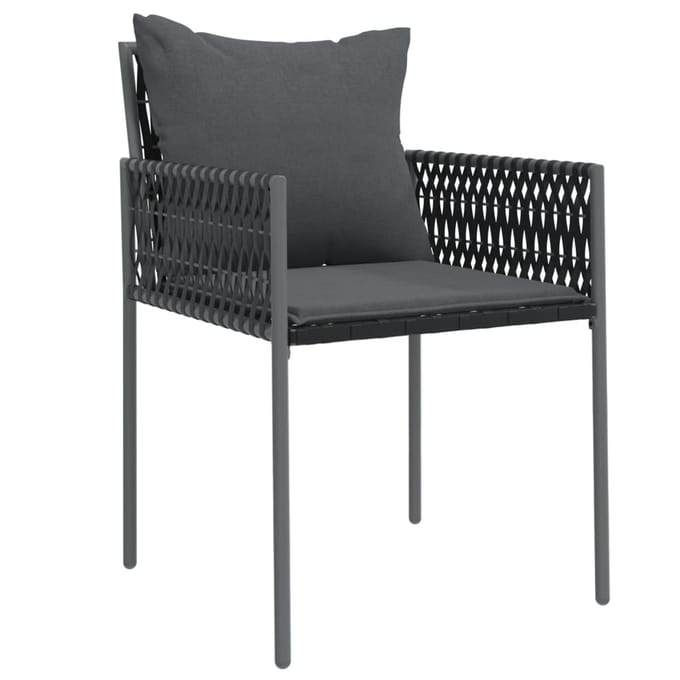 vidaXL - Tuinstoelen - 6 - st - met - kussens - 54x61x83 - cm - poly - rattan - zwart