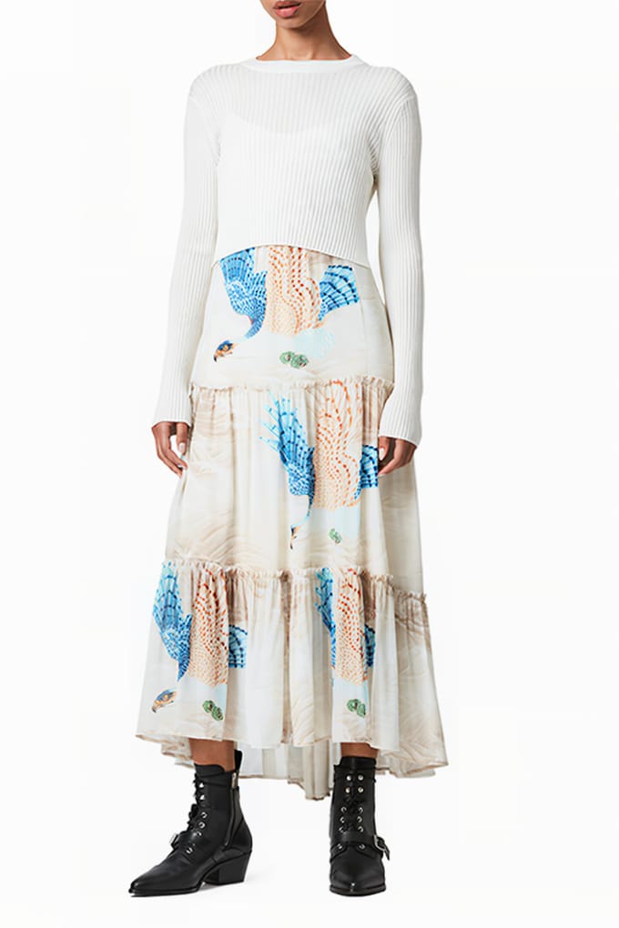 AllSaints Tilly Swoop Dress Ecru White Größe: 34 | Maxikleider Outlet | Damen | Braun