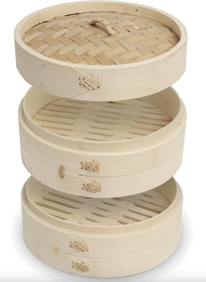 Bamboe stoommandje - Dim sum mandje - serveer mandje - Stapelbaar - 2 laags - 6inch/15cm
