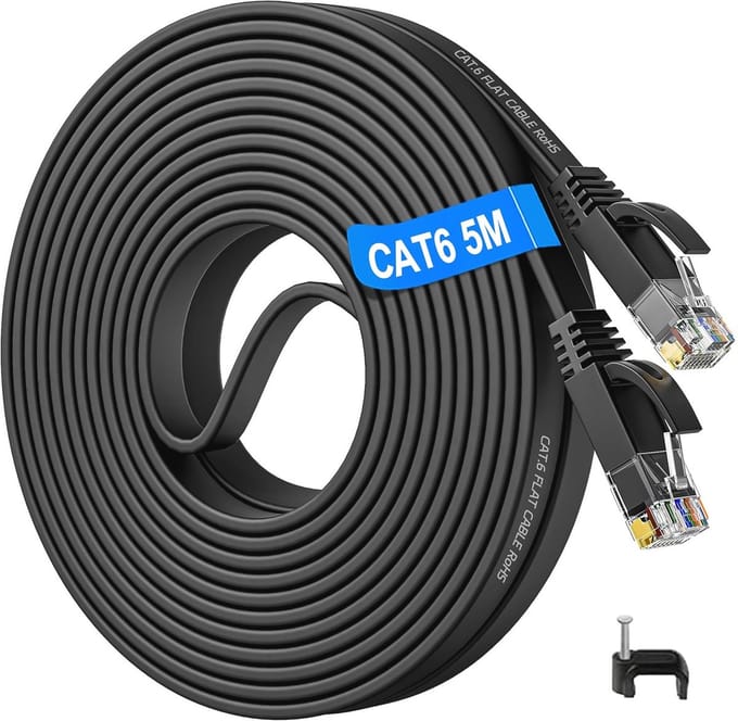 5 Meter Cat 6 Ethernet Netwerkkabel - Hoge Snelheid RJ45 LAN Patchkabel Zwart