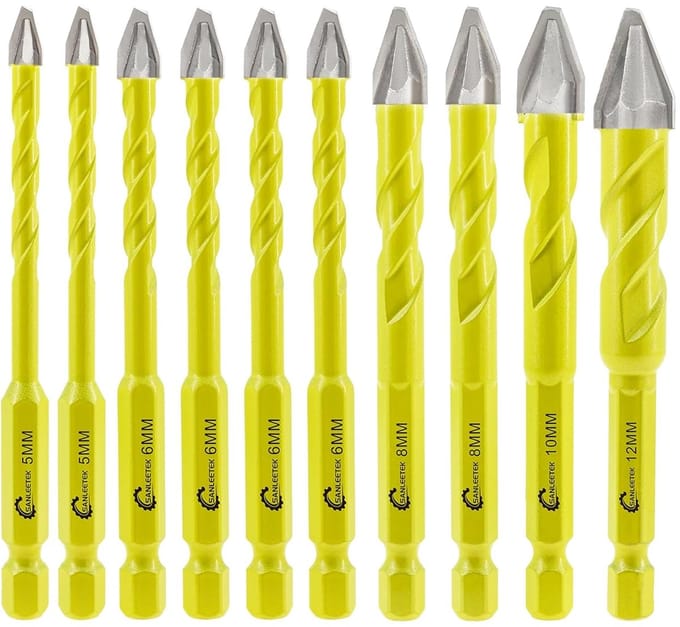 Boorset 10-Delig voor Tegels en Harde Materialen met Hex Schacht
