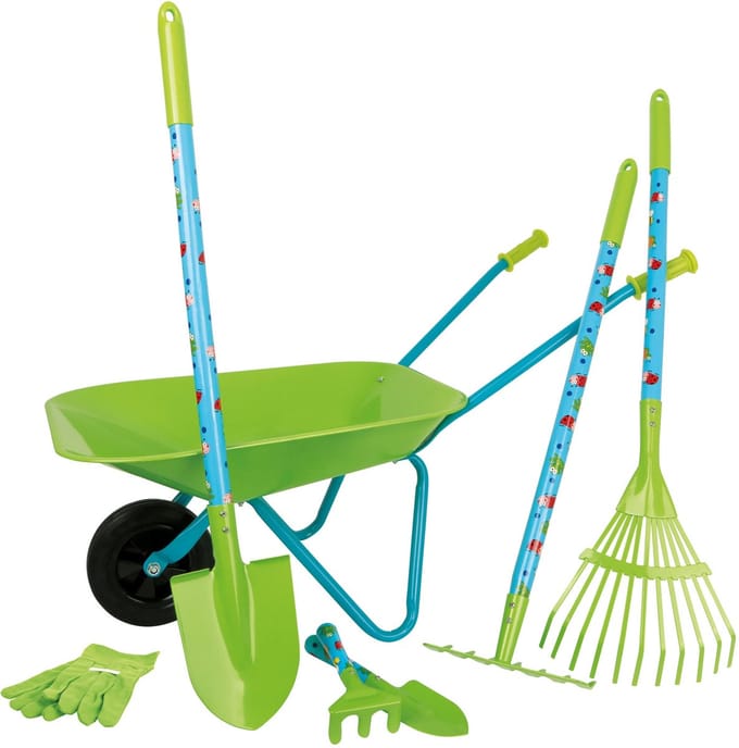 Small Foot - Tuingereedschap met Kruiwagen Groen, 8dlg.