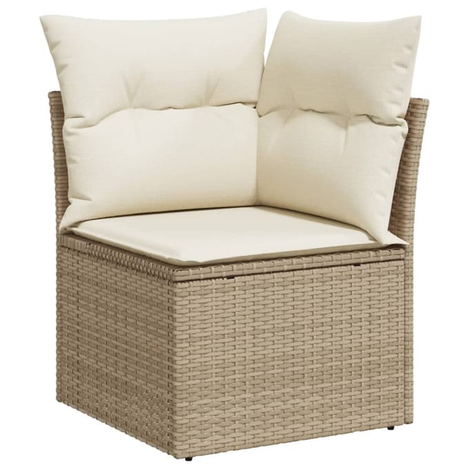 vidaXL - 7-delige - Loungeset - met - kussens - poly - rattan - beige