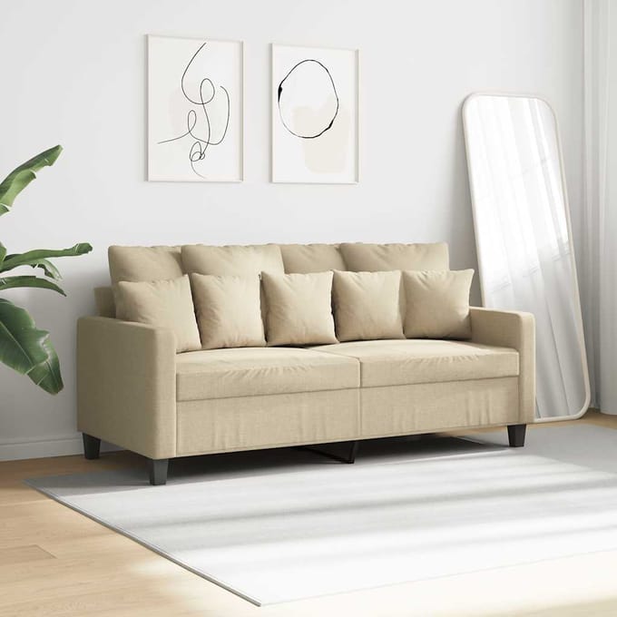 vidaXL - Tweezitsbank - 140 - cm - stof - crèmekleurig