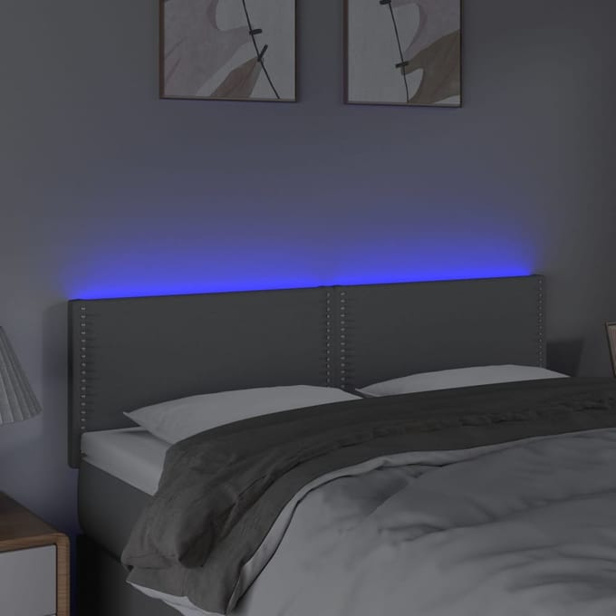 vidaXL - Hoofdbord - LED - 144x5x78/88 - cm - stof - lichtgrijs