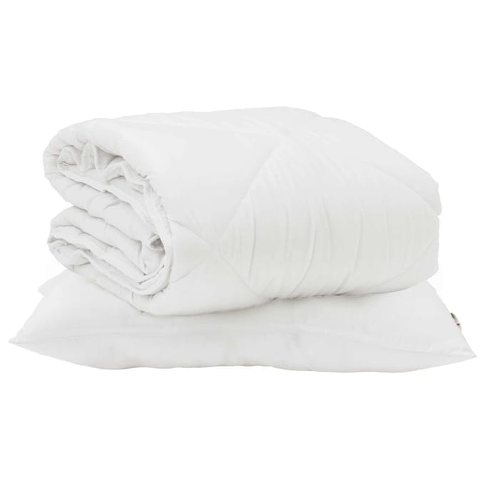 vidaXL - Zomer - Deken - met - kussen - 2 - st - Wit - Microvezel
