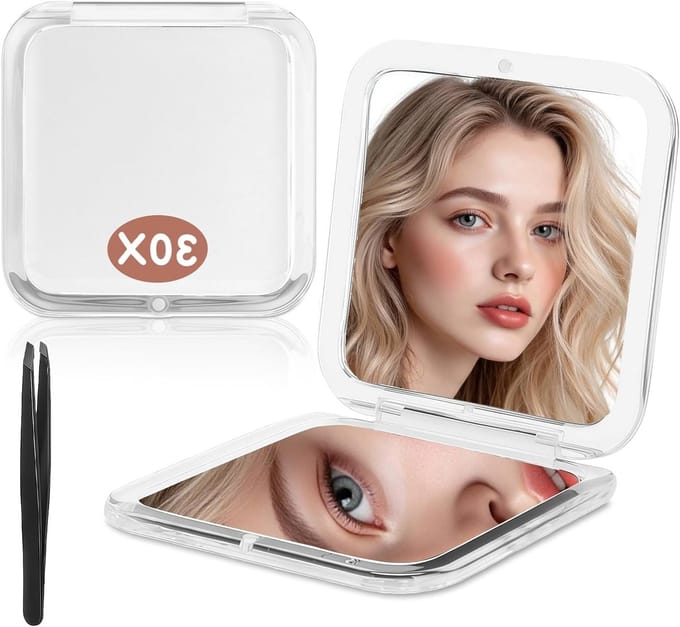 Compacte Spiegel voor Thuisgebruik - Ideaal voor Make-up, Verzorging en Reizen - Wit
