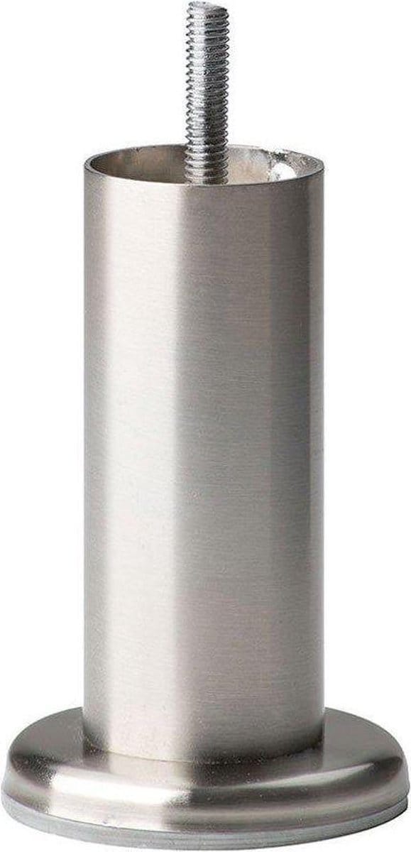 FLE - Stalen meubelpoot rvs look rond ø 4,2 cm en hoogte 14 cm (M8)