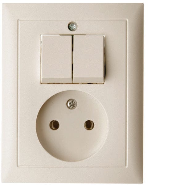 Hager Berker S.1 Serieschakelaar met 2P Stopcontact - Wit - 6143658982