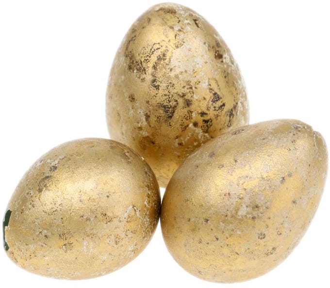 Kwarteleitje als decoratie leeg goud 3cm 50 st, 50 Stück