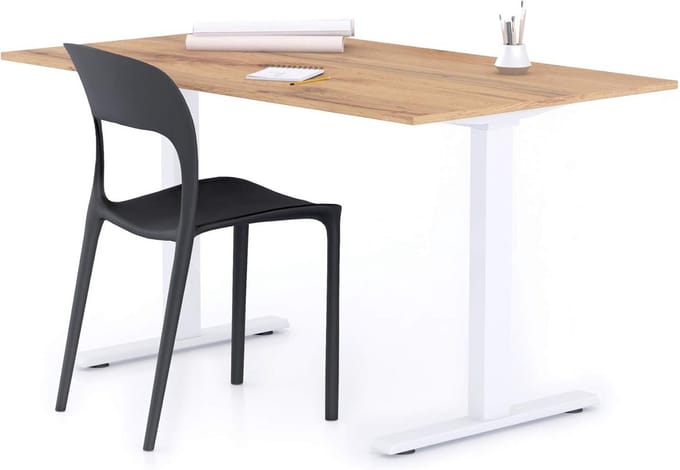 Stijlvol Bureau 140x80 Rustiek Eiken met Witte Poten