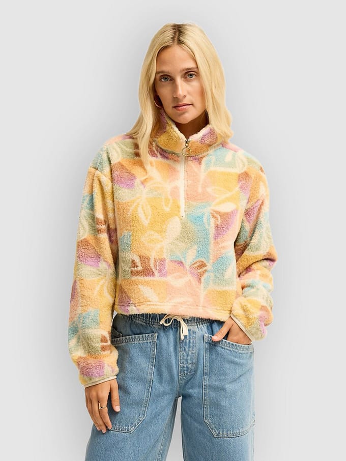 Billabong Holiday Cropped Half-Zip Fleece Trui wit