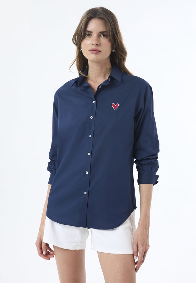 Felix Hardy Overhemd - Oversize Blouse - Poplin Katoen - Lange Mouw Dames Navy - S