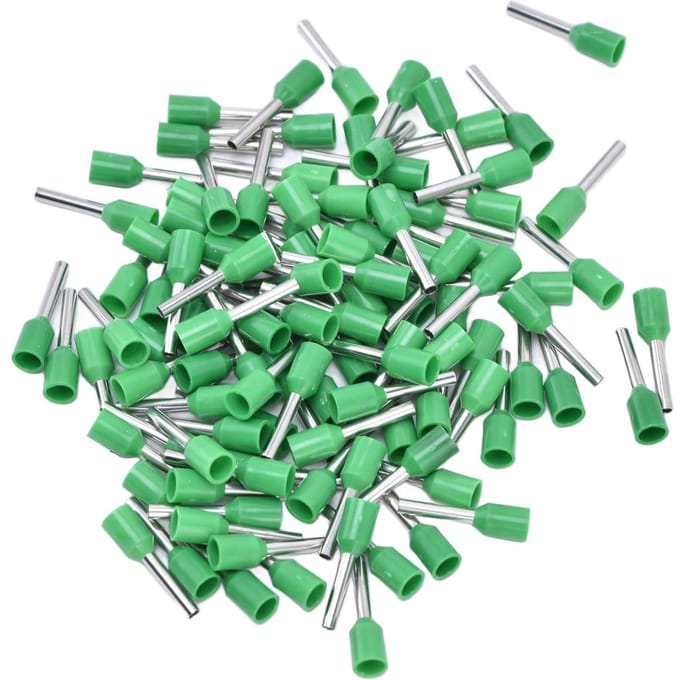 1000 stuks geïsoleerde adereindhulzen voor elektrische pinnen, krimpklemmen voor 16 AWG-kabels, kit E1510 groen