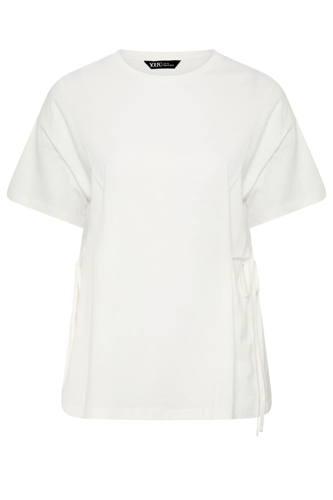 Yours Wit Tshirt Met Striksluiting Aan De Voorkant Size 46
