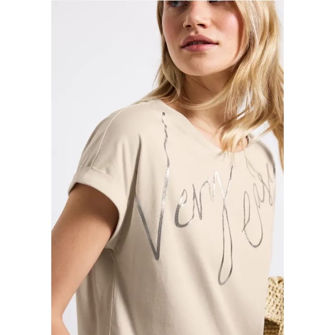 Shirt met folietekst