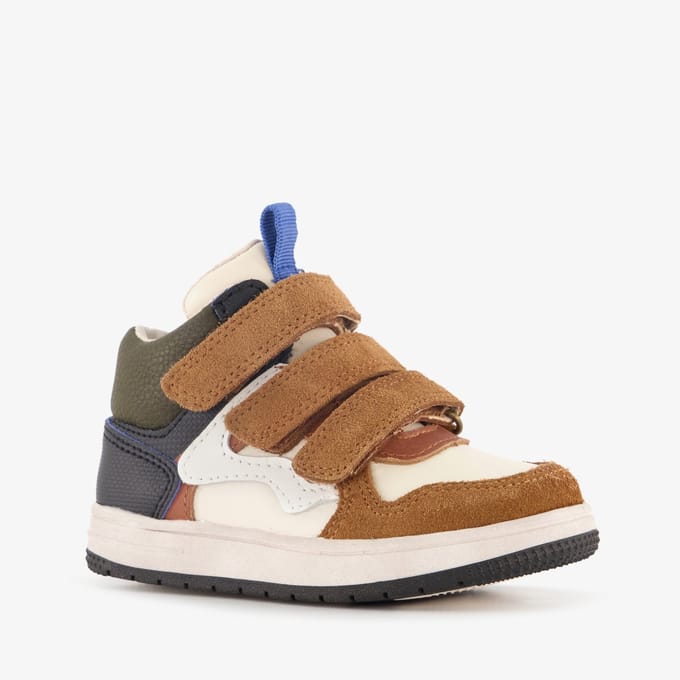 Stap hoge leren jongens sneakers cognac - Maat 20