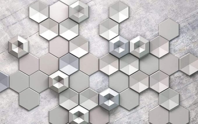 Fotobehang - Hexagon Concrete 400x250cm - Vliesbehang