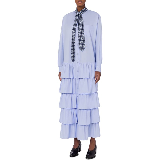 Moschino Cotton Poplin Dress Tie Blue Größe: 36 | Maxikleider Outlet | Damen | Blau