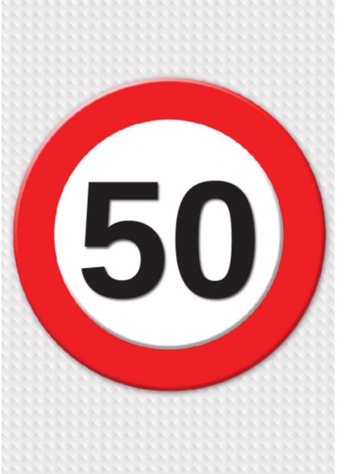 Bellatio Decorations Verjaardag deurposter - 50 jaar - stopbord - 59 x 84 cm - Sarah/Abraham
