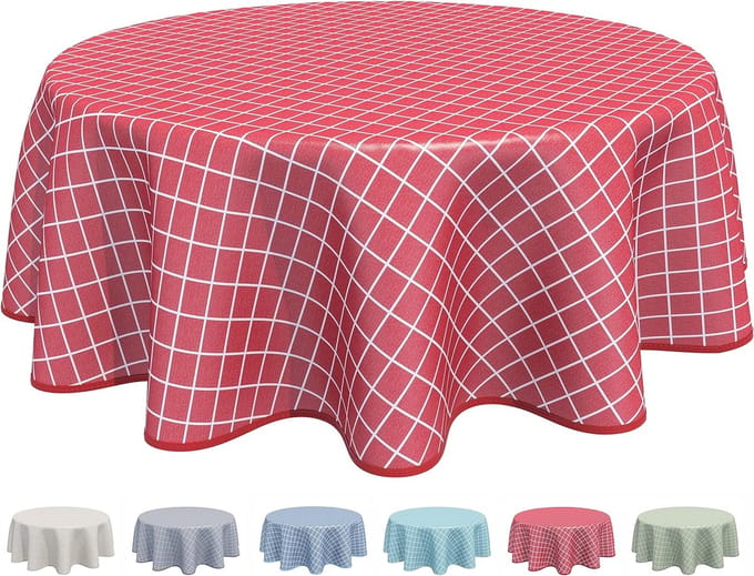 Wasdoek tafelkleed, afwasbaar, rond, 160 cm, rood