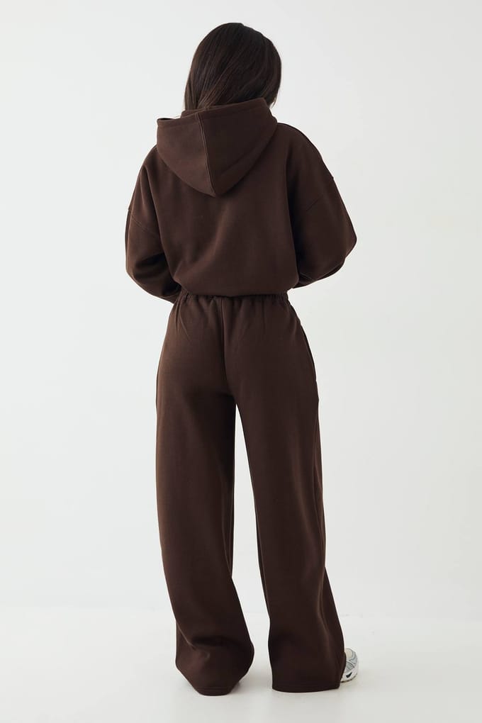 Dames DSGN Studio Cord Applique Rechte Pijp Jogger | Dark Chocolate | Maat: 3XL