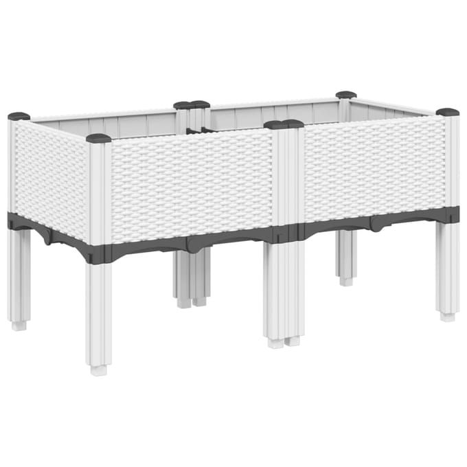 vidaXL - Plantenbak - met - poten - 80x40x42 - cm - polypropeen - wit