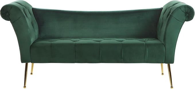 BELIANI NANTILLY - Chaise longue - Donkergroen - Symmetrisch - Fluweel
