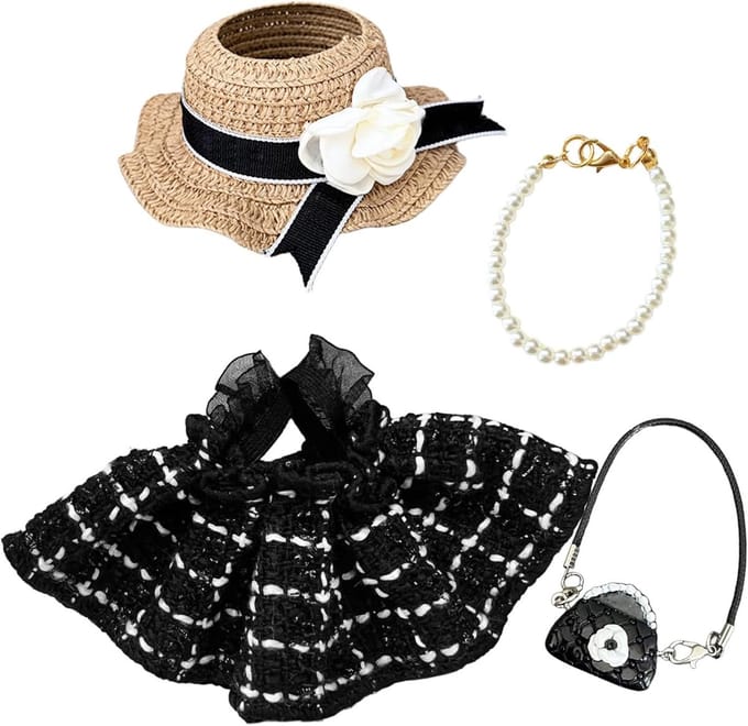 Elegante Poppenkleding Set voor 17 cm Pop met Jurk, Hoed en Accessoires