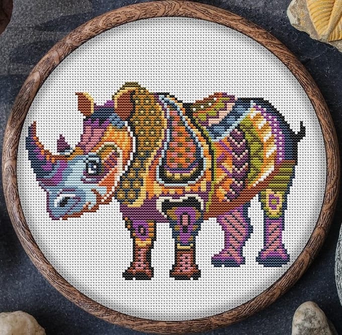 Borduurpakket MANDALA NEUSHOORN